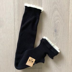 New! Tabio Lolita style black leggings w/ lace